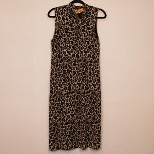 Tory Burch leopard print wool sleeveless midi dress-M